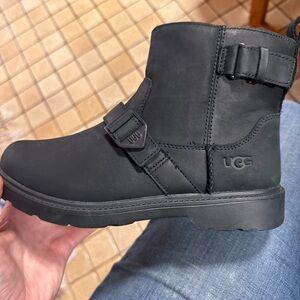UGG Kids Black Ankle Buckle Boots